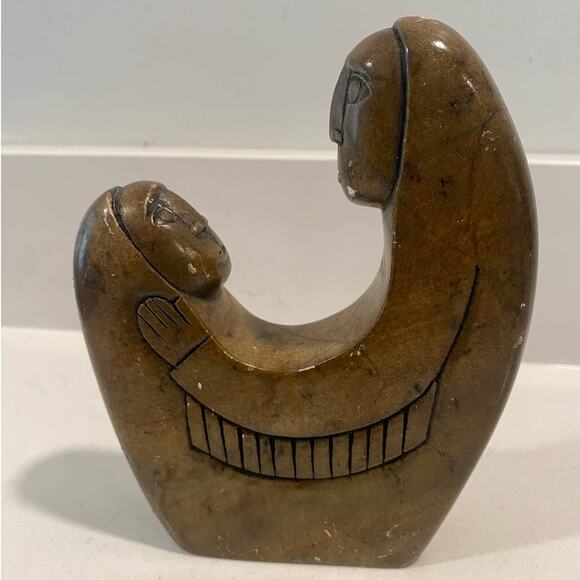 VTG Eunice Henry 'Husband and Wife" Soapstone Carved Small Sculpture MCM Signed - Picture 6 of 10